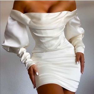 House of CB Santana Ivory Satin dress- XS